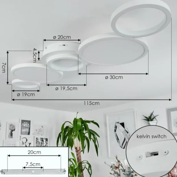 hofstein Plafonnier Carabajal LED Blanc, 1 lumière* Lampes Modernes