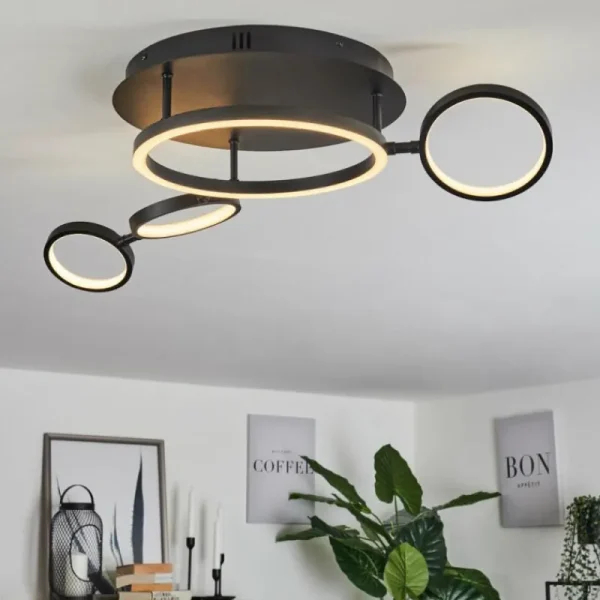 hofstein Plafonnier Carrisito LED Noir, 1 lumière* Lampes Modernes