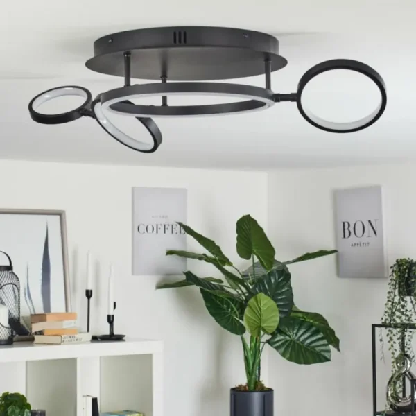 hofstein Plafonnier Carrisito LED Noir, 1 lumière* Lampes Modernes