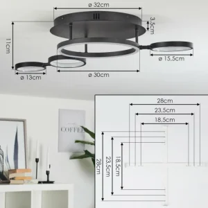 hofstein Plafonnier Carrisito LED Noir, 1 lumière* Lampes Modernes