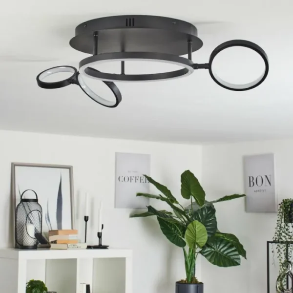 hofstein Plafonnier Carrisito LED Noir, 1 lumière* Lampes Modernes