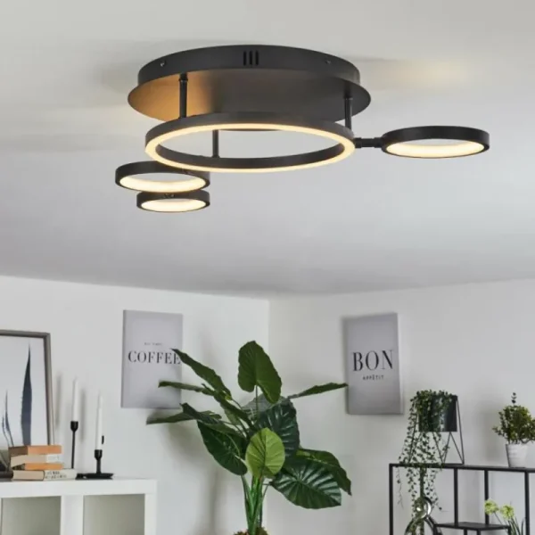 hofstein Plafonnier Carrisito LED Noir, 1 lumière* Lampes Modernes