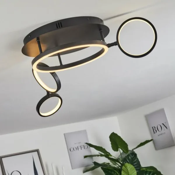 hofstein Plafonnier Carrisito LED Noir, 1 lumière* Lampes Modernes