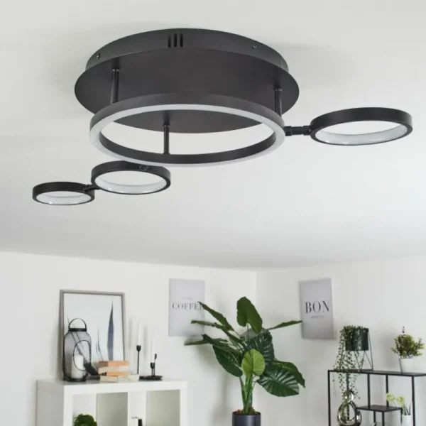 hofstein Plafonnier Carrisito LED Noir, 1 lumière* Lampes Modernes
