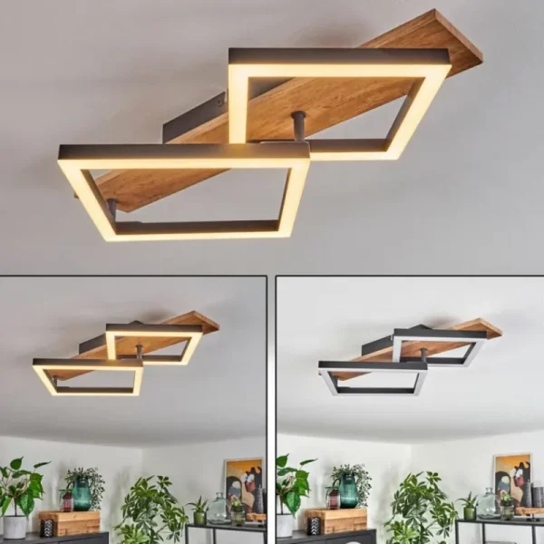 hofstein Plafonnier Cascada Brun, Couleur bois, Noir, 1 lumière* Lampes Modernes