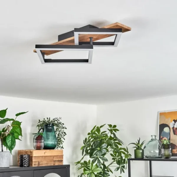 hofstein Plafonnier Cascada Brun, Couleur bois, Noir, 1 lumière* Lampes Modernes