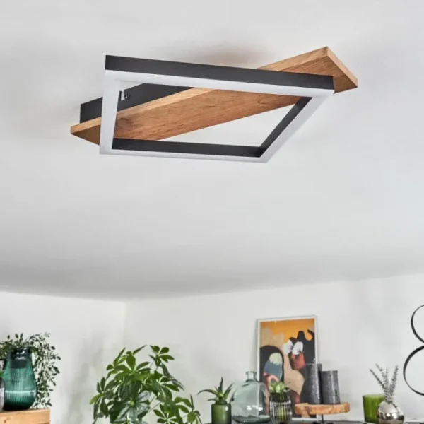 hofstein Plafonnier Cascada Brun, Couleur bois, Noir, 1 lumière* Lampes Modernes