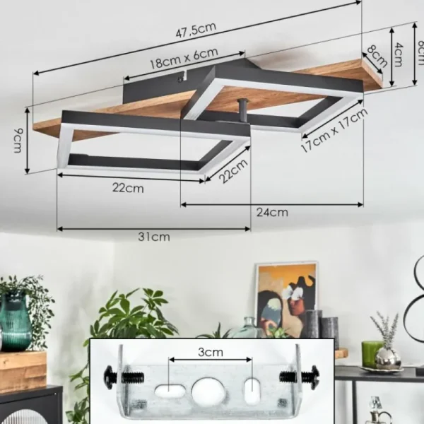 hofstein Plafonnier Cascada Brun, Couleur bois, Noir, 1 lumière* Lampes Modernes