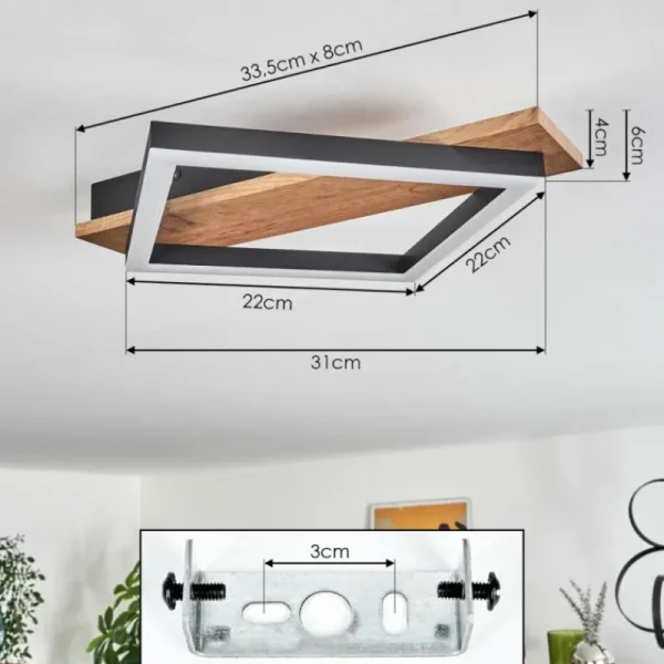 hofstein Plafonnier Cascada Brun, Couleur bois, Noir, 1 lumière* Lampes Modernes