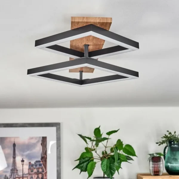 hofstein Plafonnier Cascada Brun, Couleur bois, Noir, 1 lumière* Lampes Modernes
