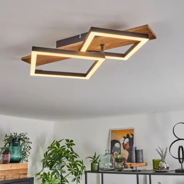hofstein Plafonnier Cascada Brun, Couleur bois, Noir, 1 lumière* Lampes Modernes