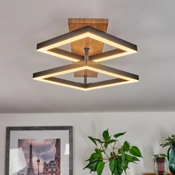 hofstein Plafonnier Cascada Brun, Couleur bois, Noir, 1 lumière* Lampes Modernes