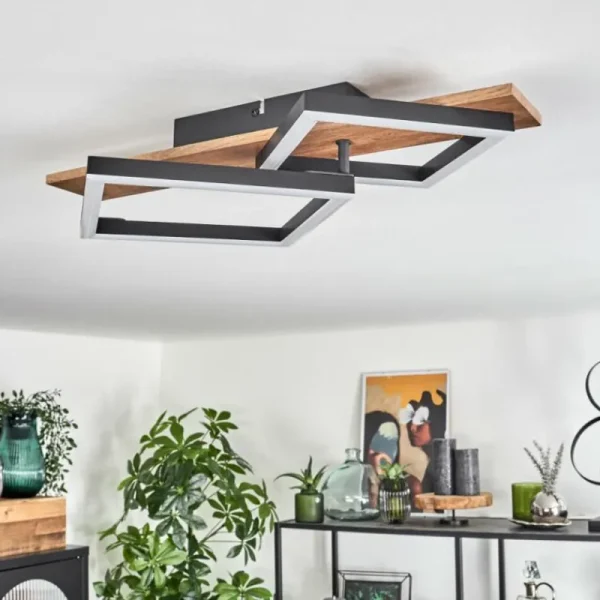 hofstein Plafonnier Cascada Brun, Couleur bois, Noir, 1 lumière* Lampes Modernes