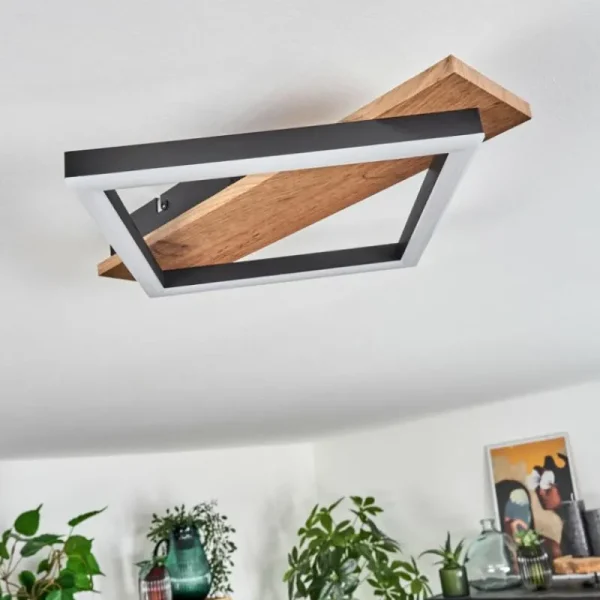 hofstein Plafonnier Cascada Brun, Couleur bois, Noir, 1 lumière* Lampes Modernes