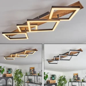 hofstein Plafonnier Cascada LED Brun, Couleur bois, Noir, 1 lumière* Lampes Modernes