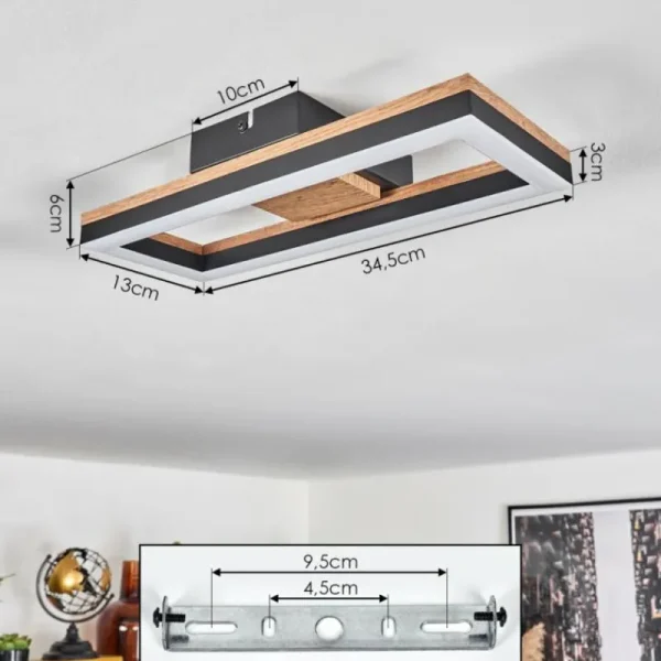 hofstein Plafonnier Cascada LED Brun, Couleur bois, Noir, 1 lumière* Lampes Modernes