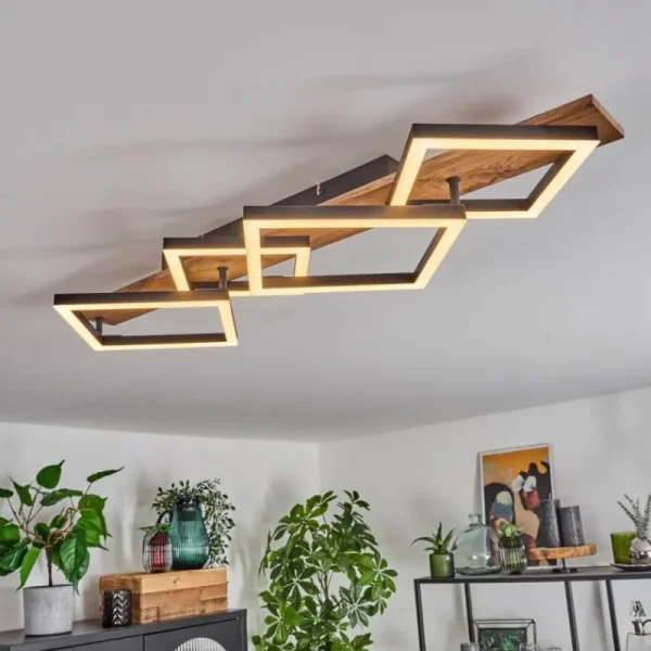 hofstein Plafonnier Cascada LED Brun, Couleur bois, Noir, 1 lumière* Lampes Modernes