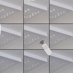 hofstein Plafonnier Cetara LED Gris, 1 lumière, Télécommandes, Changeur de couleurs* Lampes Modernes