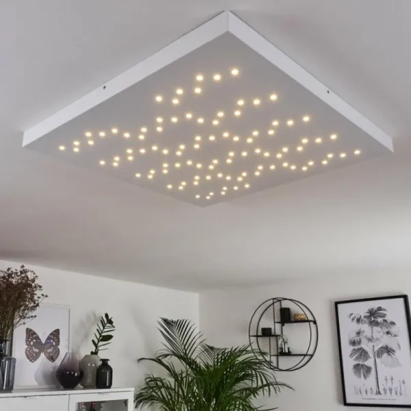 hofstein Plafonnier Cetara LED Gris, 1 lumière, Télécommandes, Changeur de couleurs* Lampes Modernes