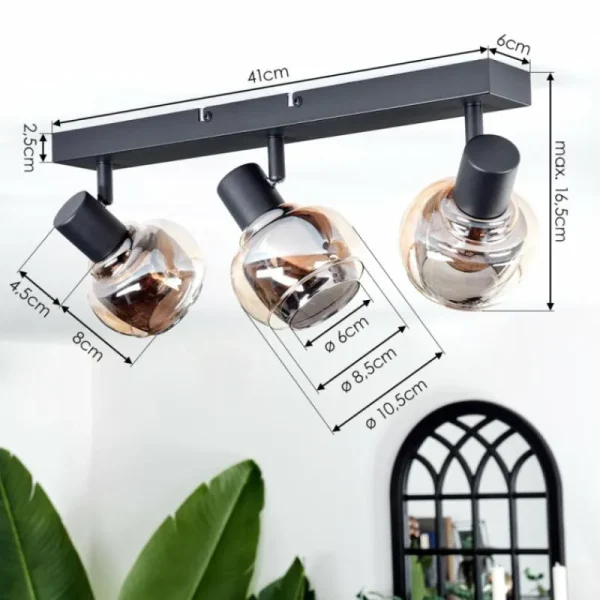 hofstein Plafonnier Cevio Noir, 3 lumières* Lampes Modernes