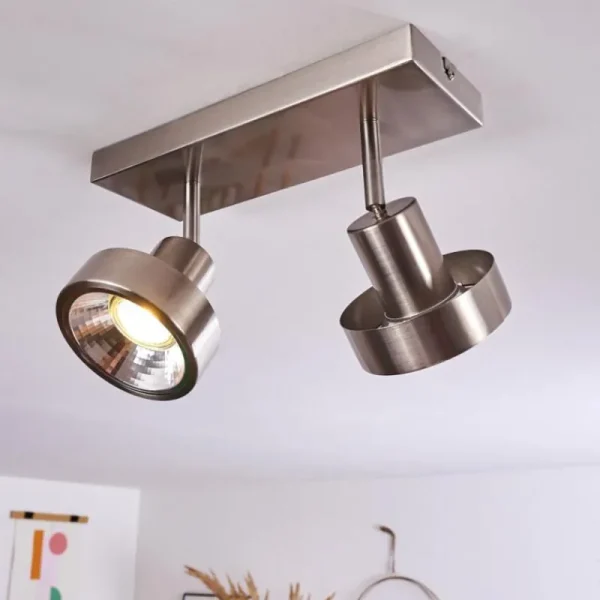 hofstein Plafonnier Chagres Nickel mat, 2 lumières* Lampes En Verre