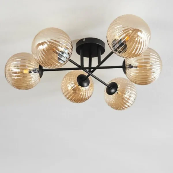 hofstein Plafonnier Chehalis Ambre, 6 lumières* Lampes En Verre