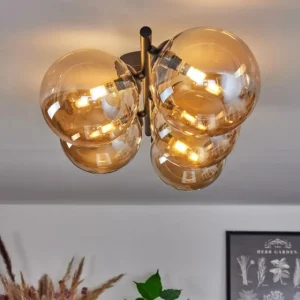 hofstein Plafonnier Chehalis Ambre, 5 lumières* Lampes En Verre