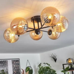 hofstein Plafonnier Chehalis Ambre, 6 lumières* Lampes En Verre
