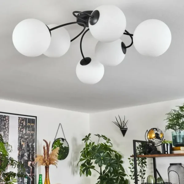 hofstein Plafonnier Chehalis Blanc, 6 lumières* Lampes En Verre