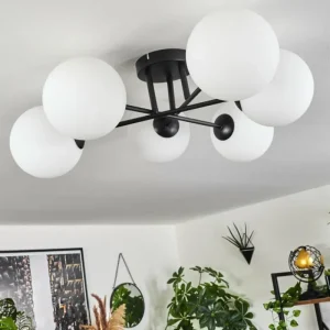 hofstein Plafonnier Chehalis Blanc, 6 lumières* Lampes En Verre