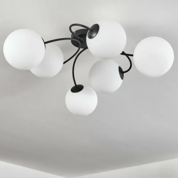 hofstein Plafonnier Chehalis Blanc, 6 lumières* Lampes En Verre