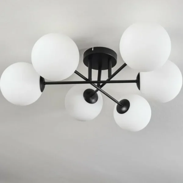 hofstein Plafonnier Chehalis Blanc, 6 lumières* Lampes En Verre