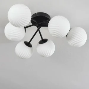 hofstein Plafonnier Chehalis Blanc, 6 lumières* Lampes En Verre