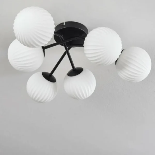 hofstein Plafonnier Chehalis Blanc, 6 lumières* Lampes En Verre
