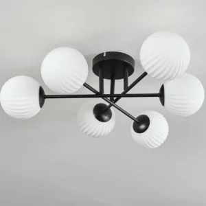 hofstein Plafonnier Chehalis Blanc, 6 lumières* Lampes En Verre
