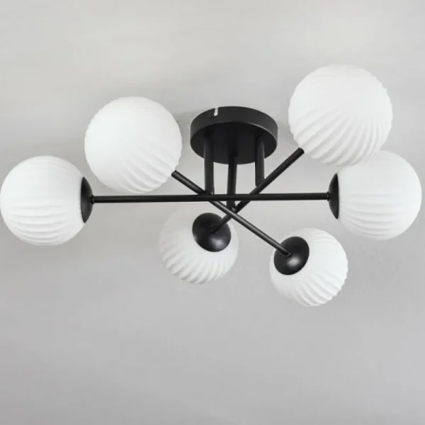 hofstein Plafonnier Chehalis Blanc, 6 lumières* Lampes En Verre