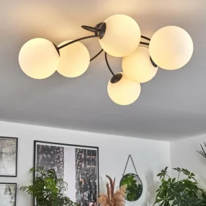 hofstein Plafonnier Chehalis Blanc, 6 lumières* Lampes En Verre