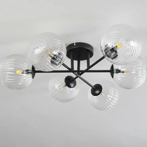 hofstein Plafonnier Chehalis Clair, 6 lumières* Lampes En Verre