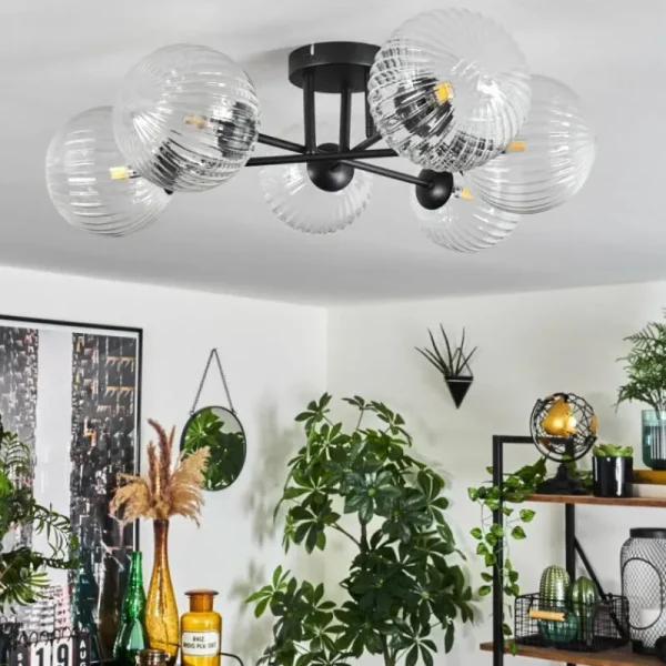 hofstein Plafonnier Chehalis Clair, 6 lumières* Lampes En Verre