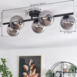 hofstein Plafonnier Chehalis Fumé, 5 lumières* Lampes Modernes