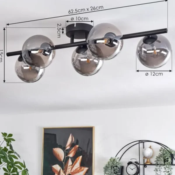 hofstein Plafonnier Chehalis Fumé, 5 lumières* Lampes Modernes