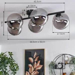 hofstein Plafonnier Chehalis Fumé, 5 lumières* Lampes Modernes