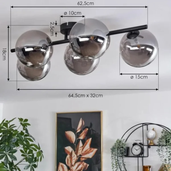hofstein Plafonnier Chehalis Fumé, 5 lumières* Lampes Modernes