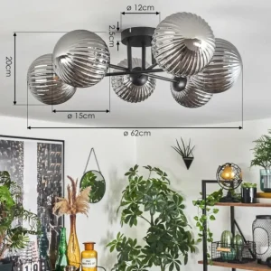 hofstein Plafonnier Chehalis Fumé, 6 lumières* Lampes Modernes