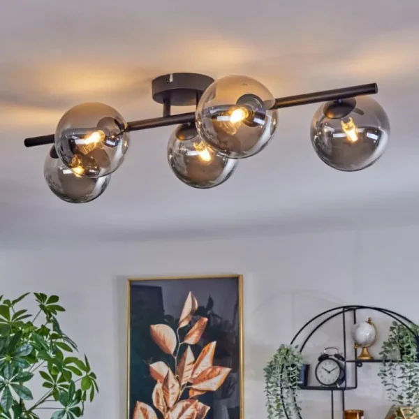 hofstein Plafonnier Chehalis Fumé, 5 lumières* Lampes Modernes