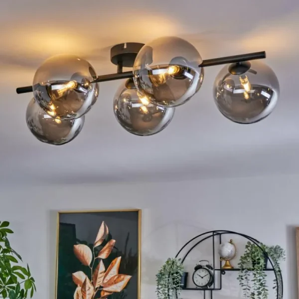 hofstein Plafonnier Chehalis Fumé, 5 lumières* Lampes Modernes