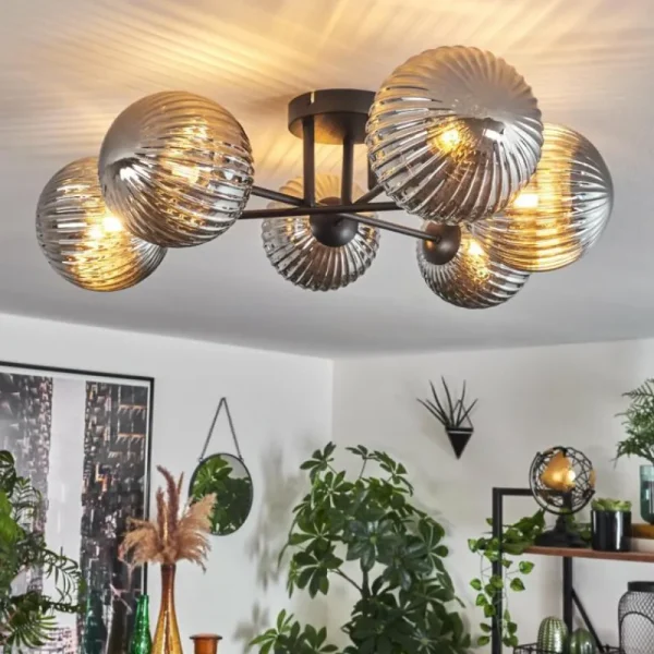 hofstein Plafonnier Chehalis Fumé, 6 lumières* Lampes Modernes