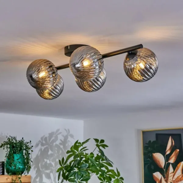 hofstein Plafonnier Chehalis Fumé, 5 lumières* Lampes Modernes