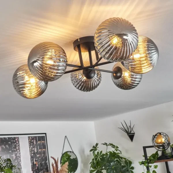 hofstein Plafonnier Chehalis Fumé, 6 lumières* Lampes Modernes