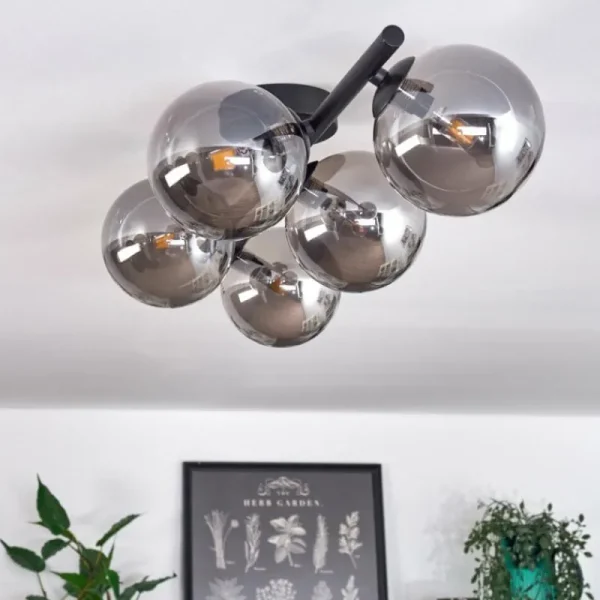 hofstein Plafonnier Chehalis Fumé, 5 lumières* Lampes Modernes